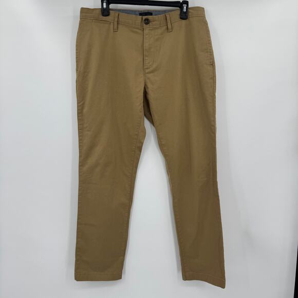 14th & Union Mens 34x30 Slim Fit Mid Rise Khaki Chino Pants Casual Flat Front - Picture 2 of 11